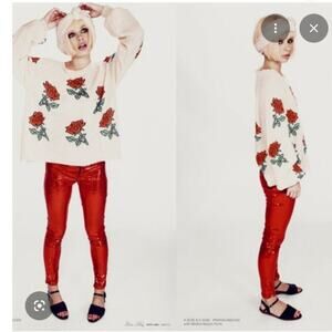 Wildfox Raquel Pants Red Sequin 25 Disco Party Indie Sleaze Low Rise Skinny